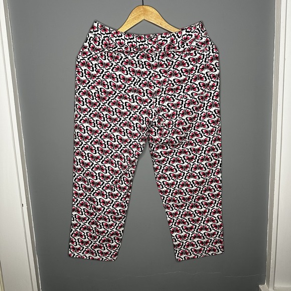 Talbots Womens Pants Stretch Butterfly Pink Black White Size 4 Petite - Picture 4 of 5